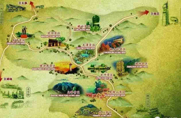 井岡山旅游路線(xiàn)圖